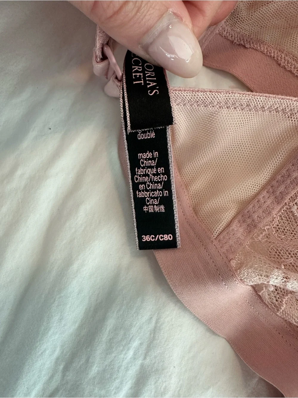 Victoria's Secret Sheer Lace Bralette in Dusty Pink